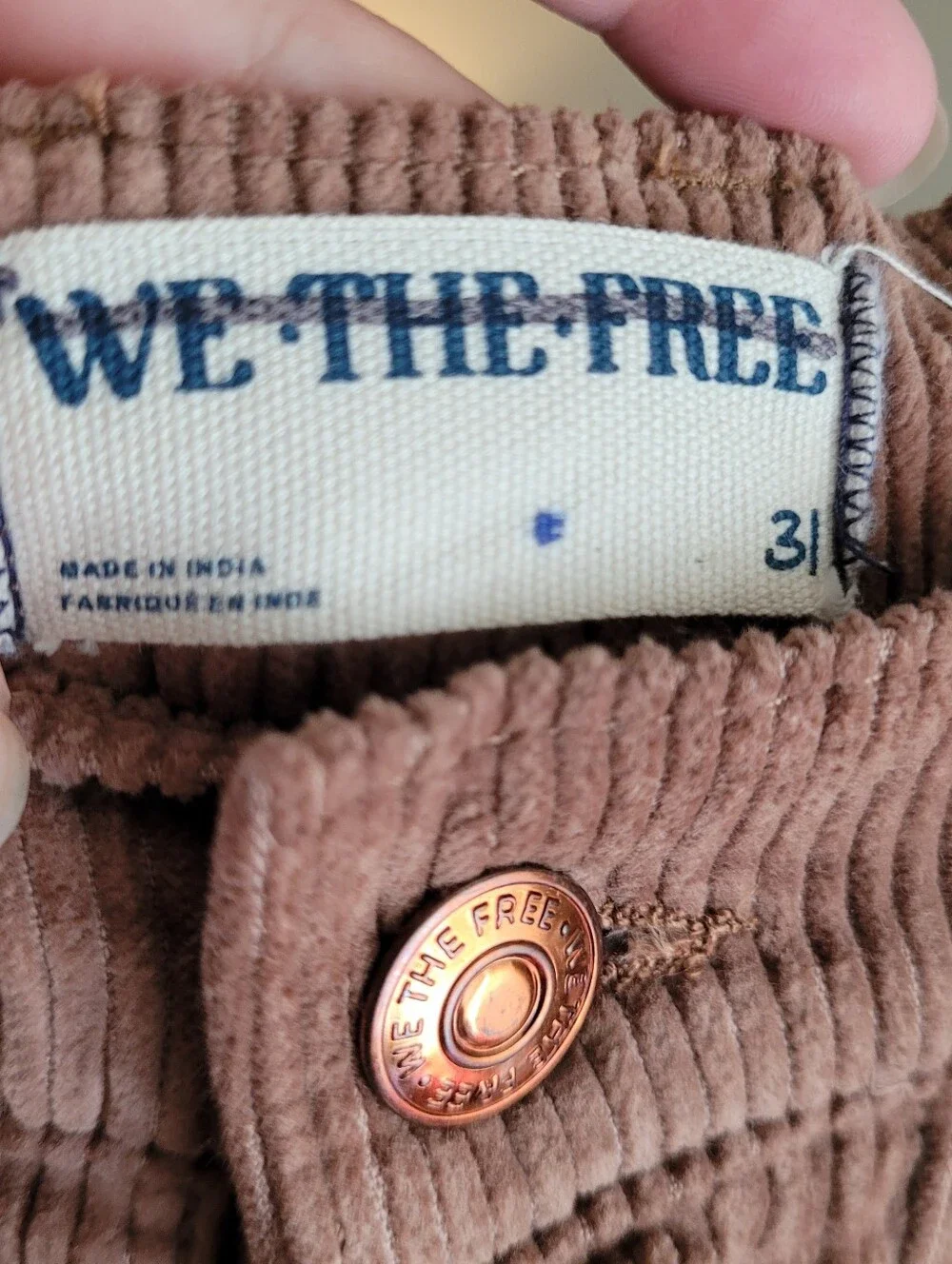 Free People We The Free Good Luck Mid-Rise Cord Barrel Pants Moca Brown Size 31 - Picture 6 of 16